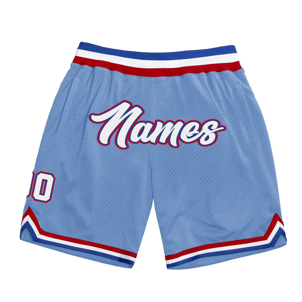 Custom Light Blue White-Royal Authentic Throwback Basketball Shorts photo 1