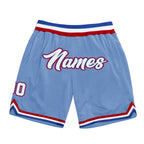 Custom Light Blue White-Royal Authentic Throwback Basketball Shorts photo 1
