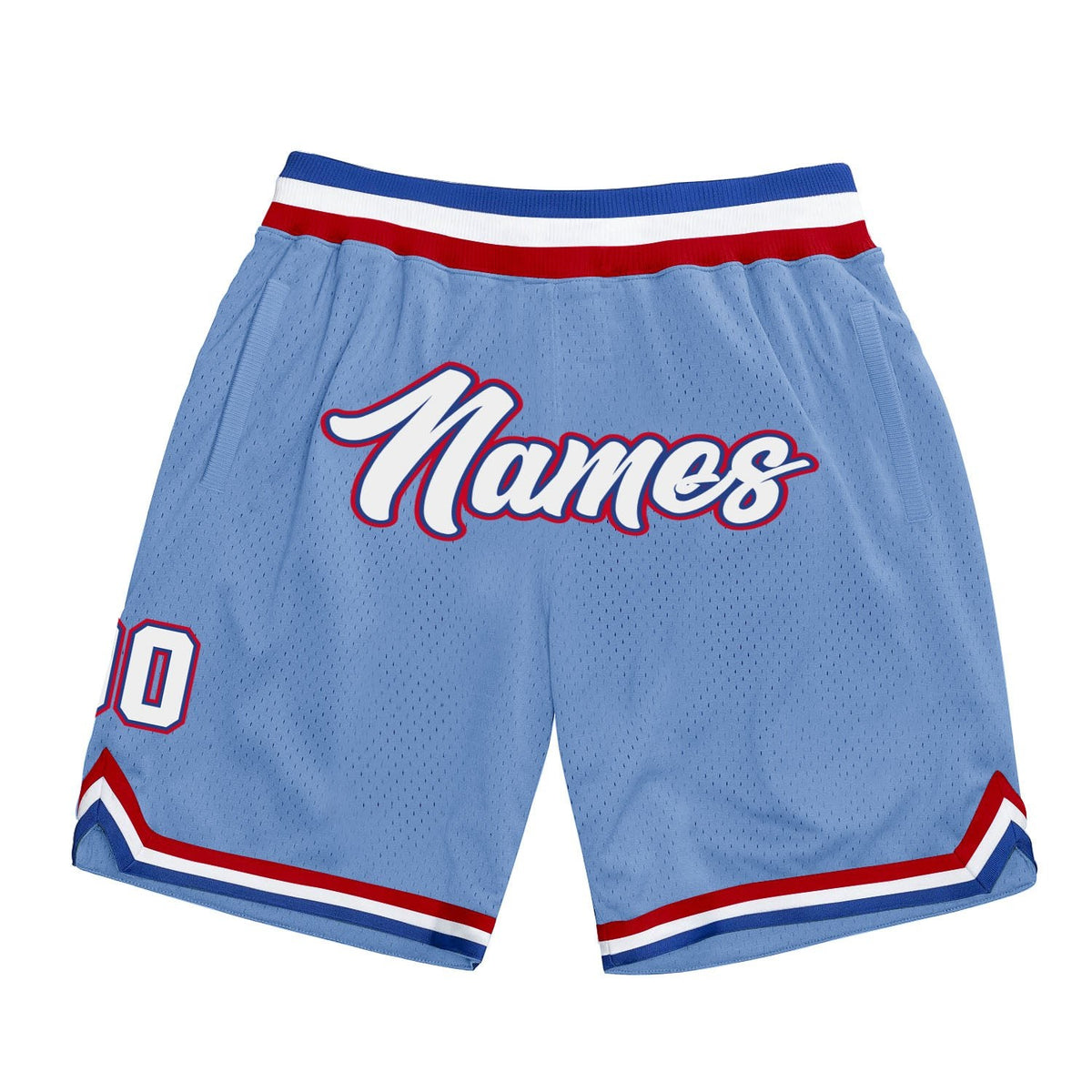 Custom Light Blue White-Royal Authentic Throwback Basketball Shorts photo 1
