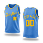 Custom Light Blue Gold Authentic Throwback Basketball Jersey