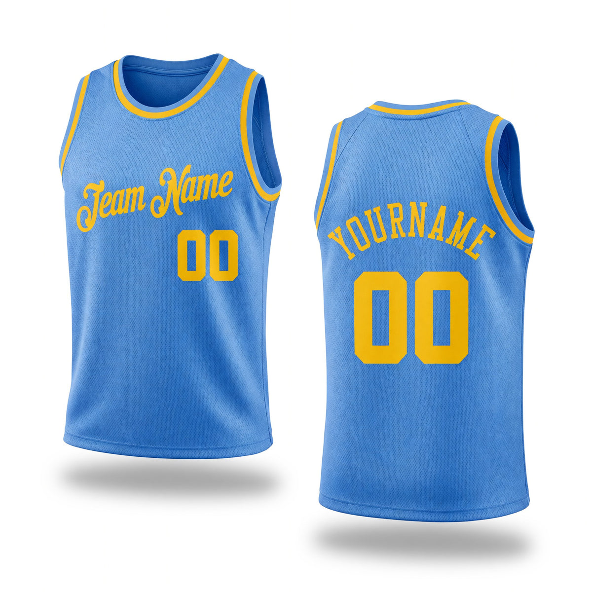 Custom Light Blue Gold Authentic Throwback Basketball Jersey