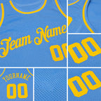 Custom Light Blue Gold Authentic Throwback Basketball Jersey detail