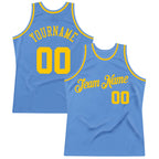 Custom Light Blue Gold Authentic Throwback Basketball Jersey photo 1