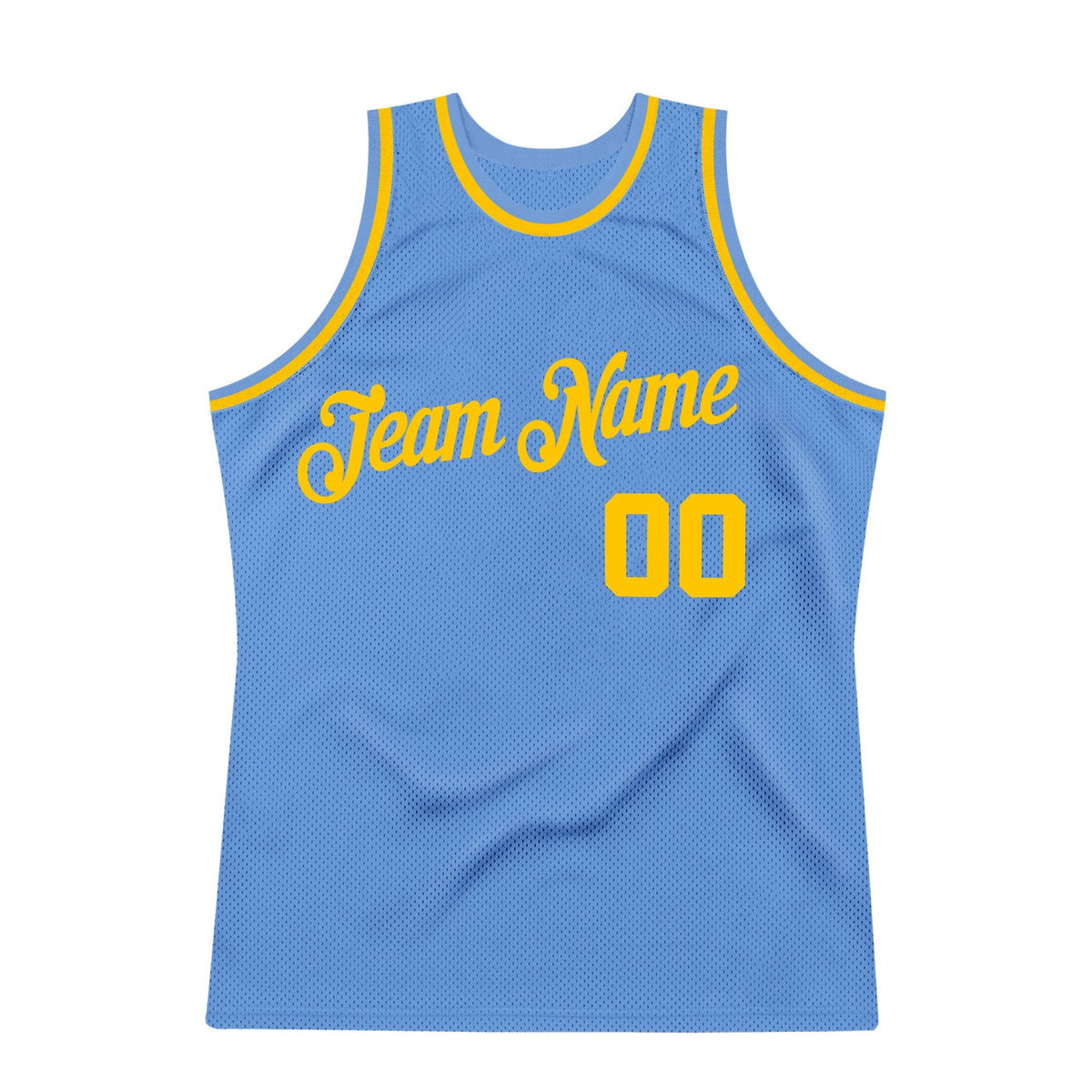 Custom Light Blue Gold Authentic Throwback Basketball Jersey photo 6