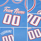 Custom Light Blue White-Red Authentic Throwback Basketball Jersey detail
