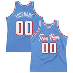 Custom Light Blue White-Red Authentic Throwback Basketball Jersey photo 1