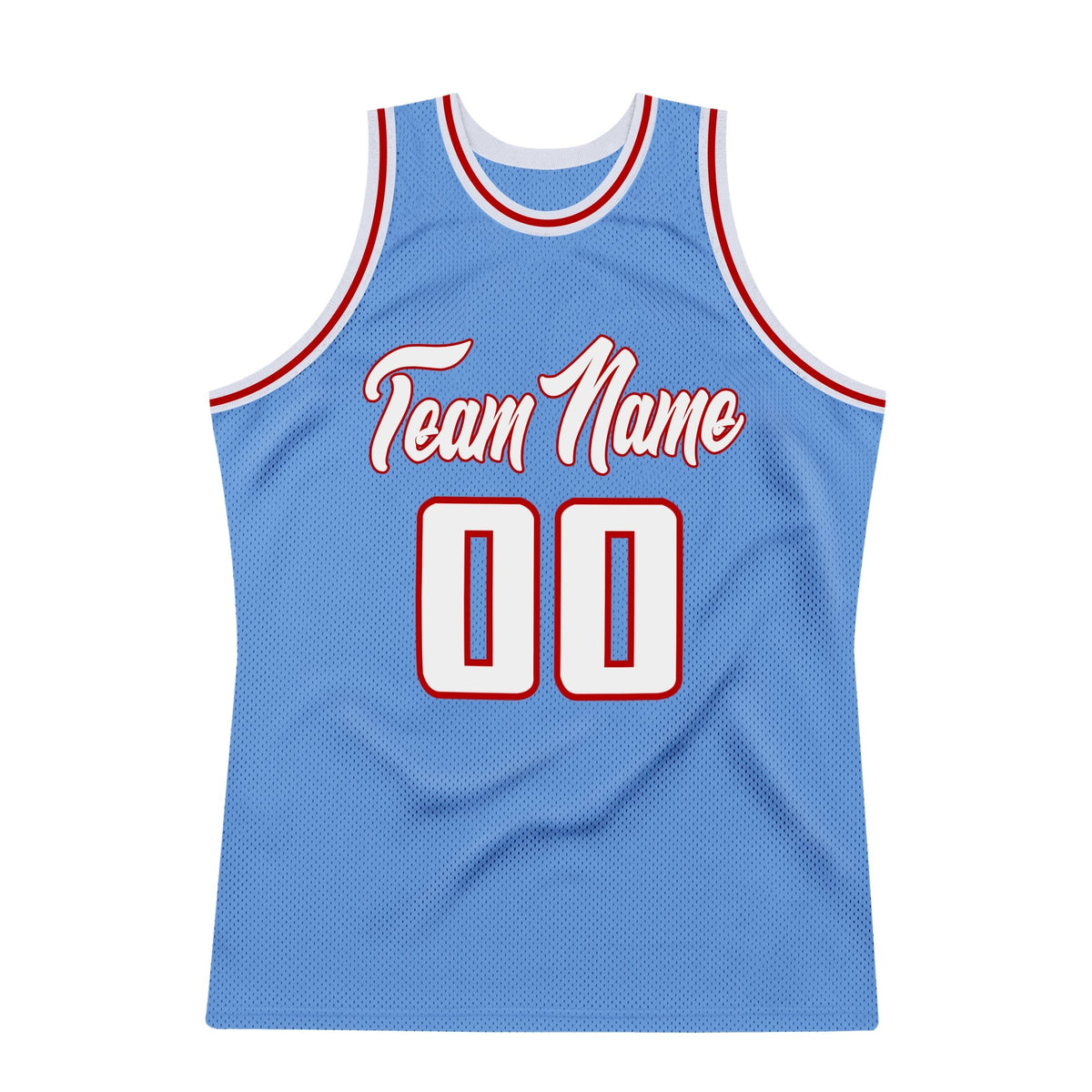 Custom Light Blue White-Red Authentic Throwback Basketball Jersey photo 6