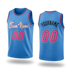 Custom Light Blue Pink-Black Authentic Throwback Basketball Jersey