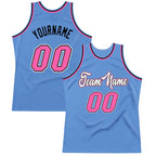 Custom Light Blue Pink-Black Authentic Throwback Basketball Jersey photo 1