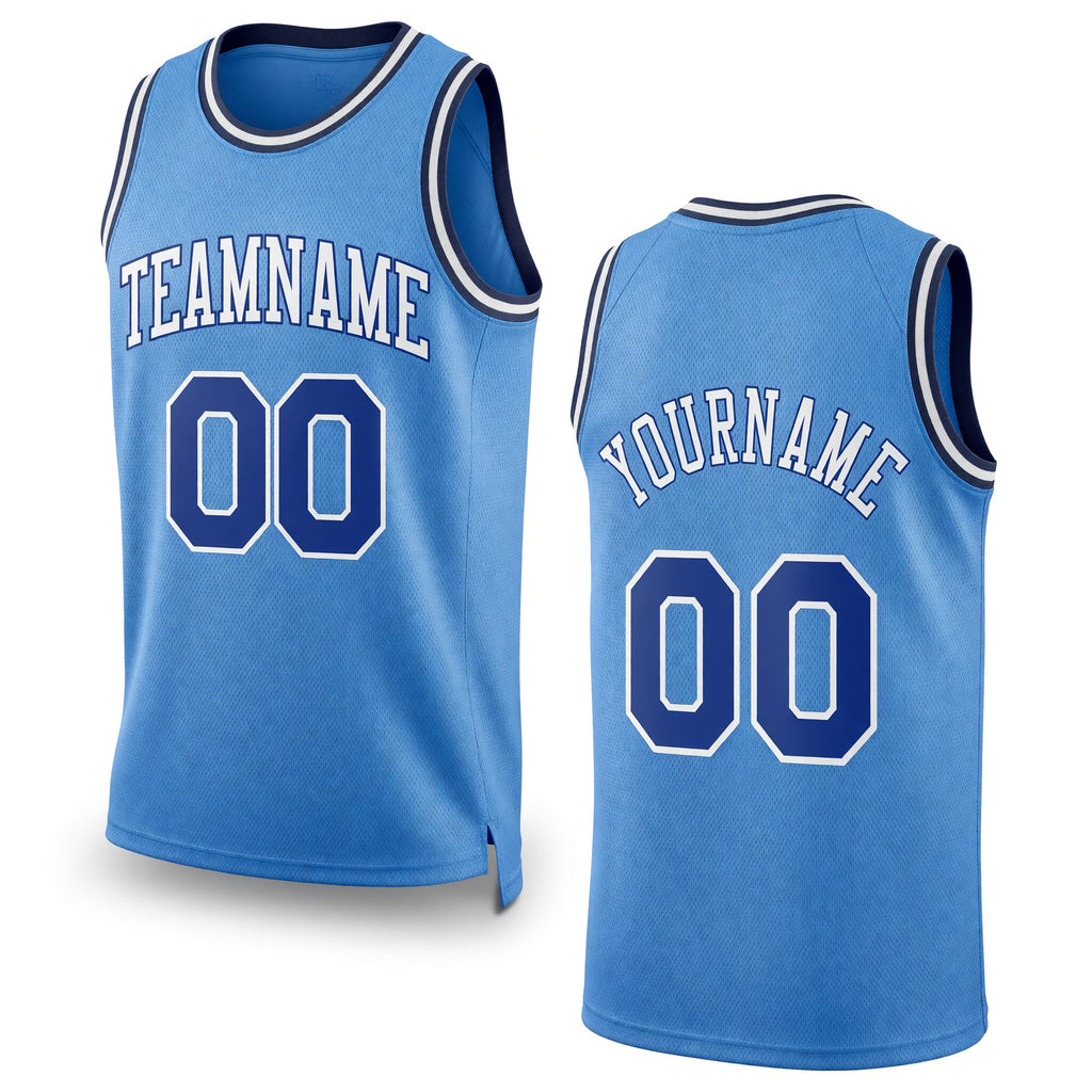 Custom Light Blue Royal-White Authentic Throwback Basketball Jersey