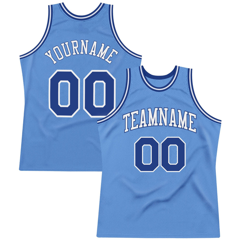 Custom Light Blue Royal-White Authentic Throwback Basketball Jersey photo 1