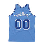 Custom Light Blue Royal-White Authentic Throwback Basketball Jersey photo 5
