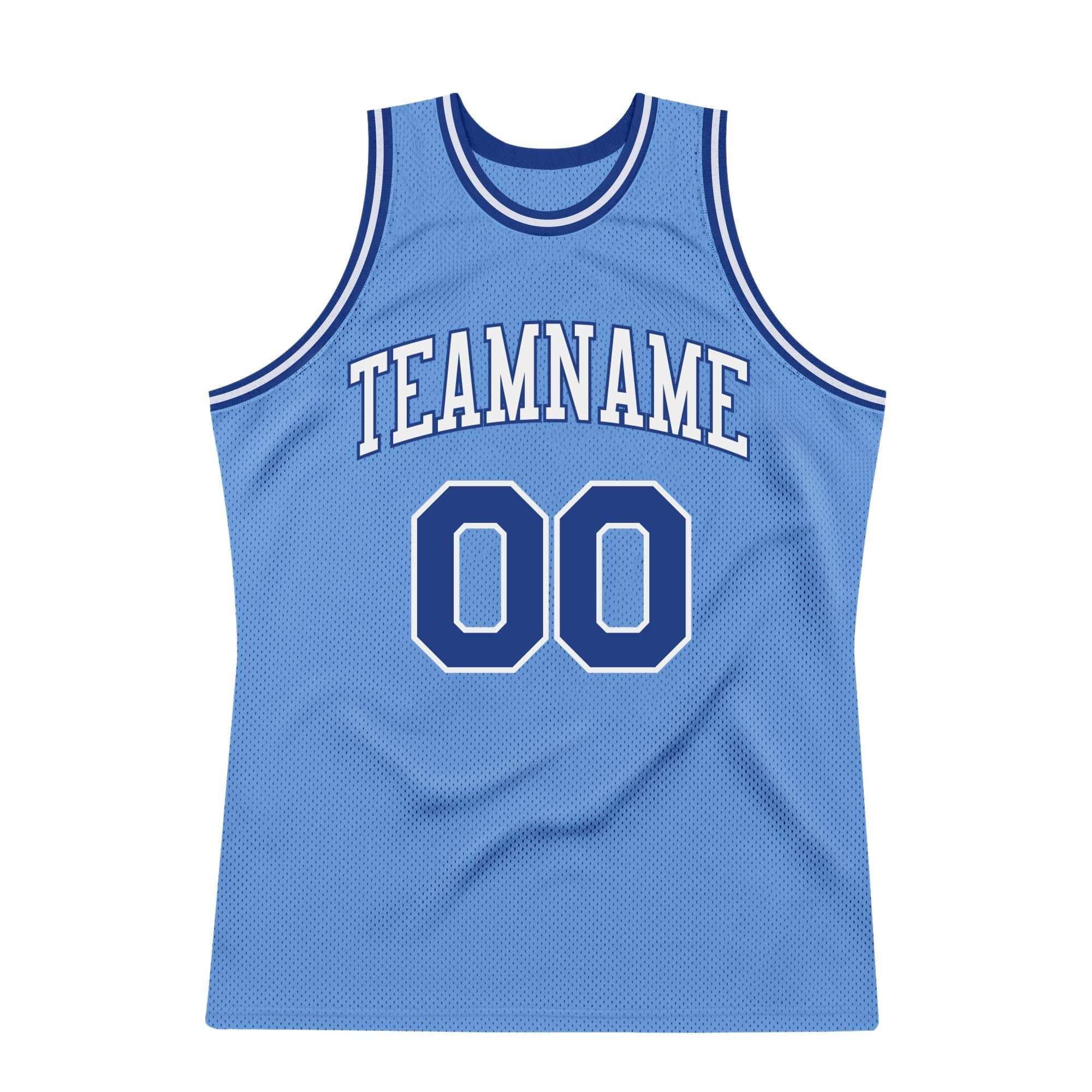 Custom Light Blue Royal-White Authentic Throwback Basketball Jersey photo 6