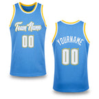 Custom Light Blue White-Gold Authentic Throwback Basketball Jersey
