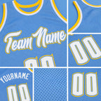 Custom Light Blue White-Gold Authentic Throwback Basketball Jersey detail