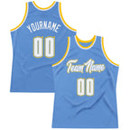 Custom Light Blue White-Gold Authentic Throwback Basketball Jersey photo 1