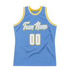 Custom Light Blue White-Gold Authentic Throwback Basketball Jersey photo 6