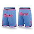 Custom Light Blue Pink-Black Authentic Throwback Basketball Shorts