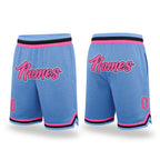 Custom Light Blue Pink-Black Authentic Throwback Basketball Shorts
