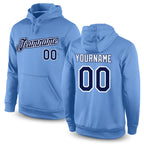 Custom Stitched Light Blue Navy-White Sports Pullover Sweatshirt Hoodie