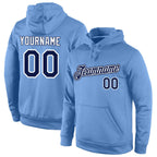 Custom Stitched Light Blue Navy-White Sports Pullover Sweatshirt Hoodie photo 1