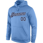 Custom Stitched Light Blue Navy-White Sports Pullover Sweatshirt Hoodie photo 2