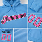 Custom Stitched Light Blue Pink-Black Sports Pullover Sweatshirt Hoodie detail