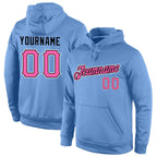 Custom Stitched Light Blue Pink-Black Sports Pullover Sweatshirt Hoodie photo 1