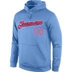 Custom Stitched Light Blue Pink-Black Sports Pullover Sweatshirt Hoodie photo 2