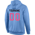 Custom Stitched Light Blue Pink-Black Sports Pullover Sweatshirt Hoodie photo 3