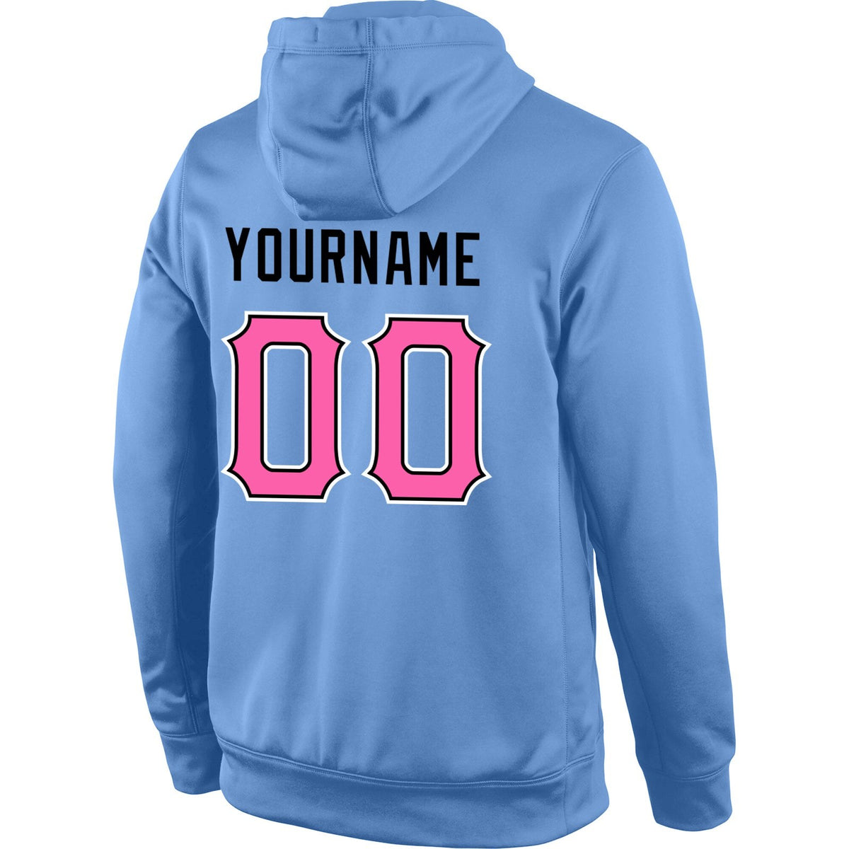 Custom Stitched Light Blue Pink-Black Sports Pullover Sweatshirt Hoodie photo 3