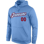 Custom Stitched Light Blue White-Red Sports Pullover Sweatshirt Hoodie photo 2