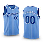 Custom Light Blue White Pinstripe Royal-White Authentic Basketball Jersey