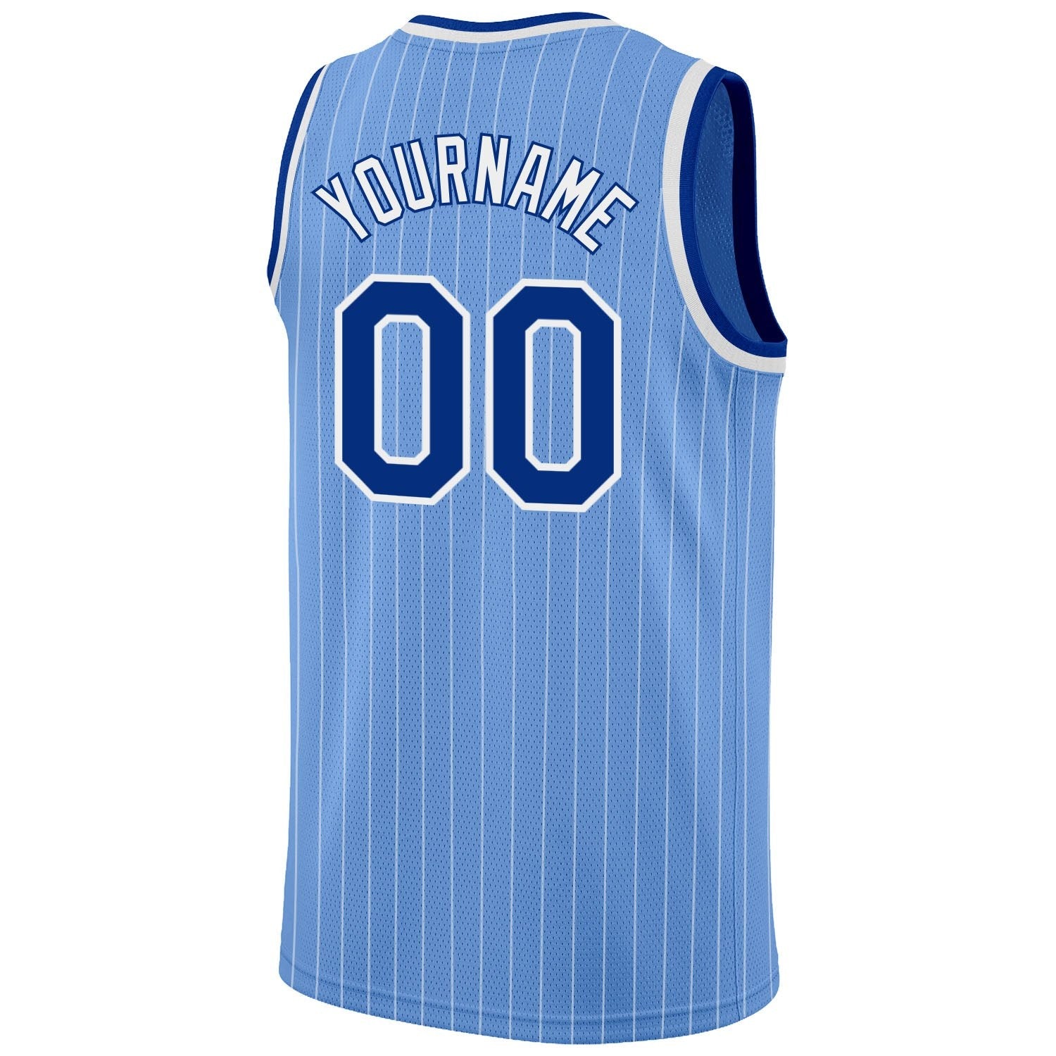 Custom Light Blue White Pinstripe Royal-White Authentic Basketball Jersey photo 5
