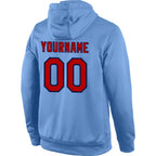 Custom Stitched Light Blue Red-Navy Sports Pullover Sweatshirt Hoodie photo 3