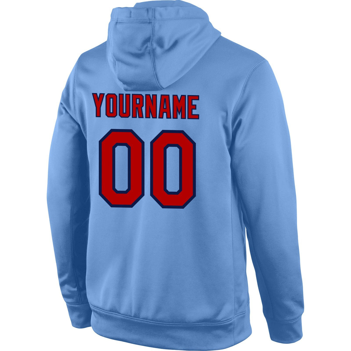 Custom Stitched Light Blue Red-Navy Sports Pullover Sweatshirt Hoodie photo 3