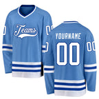 Custom Light Blue White-Royal Hockey Jersey
