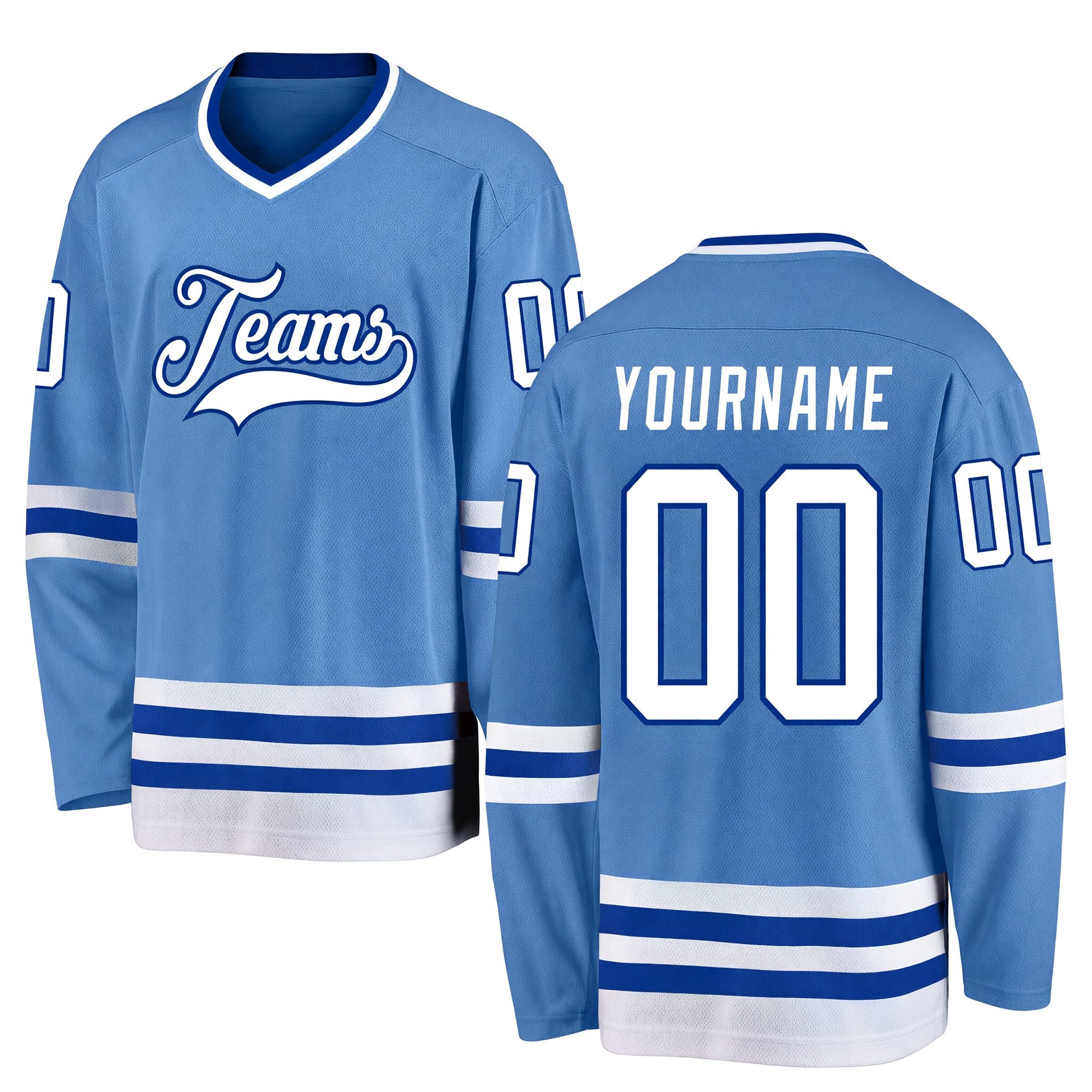 Custom Light Blue White-Royal Hockey Jersey