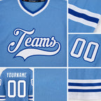 Custom Light Blue White-Royal Hockey Jersey detail