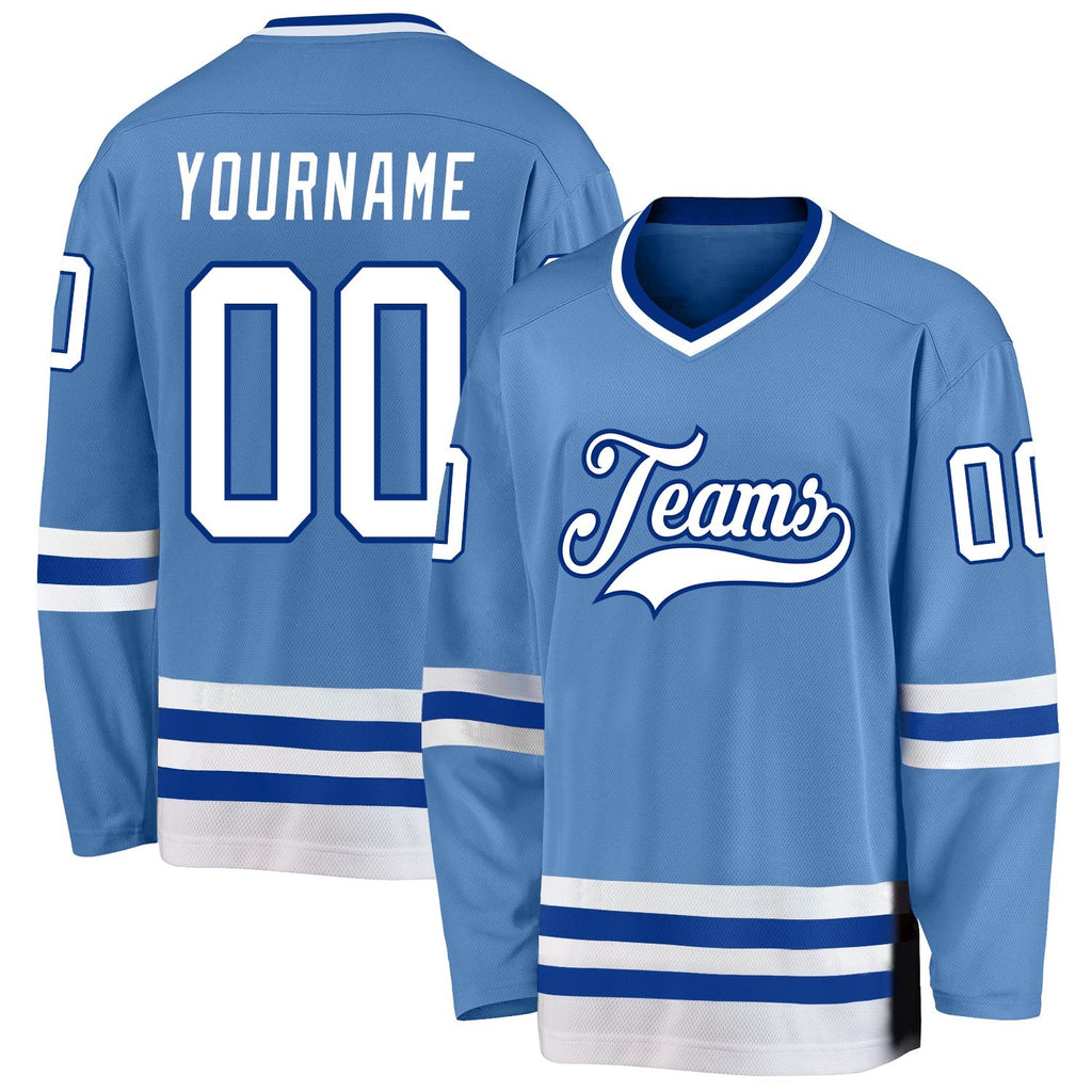 Custom Light Blue White-Royal Hockey Jersey photo 1