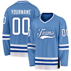 Custom Light Blue White-Royal Hockey Jersey photo 1