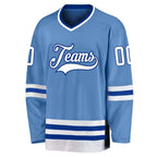 Custom Light Blue White-Royal Hockey Jersey photo 2