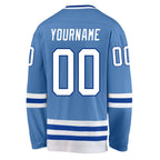 Custom Light Blue White-Royal Hockey Jersey photo 3