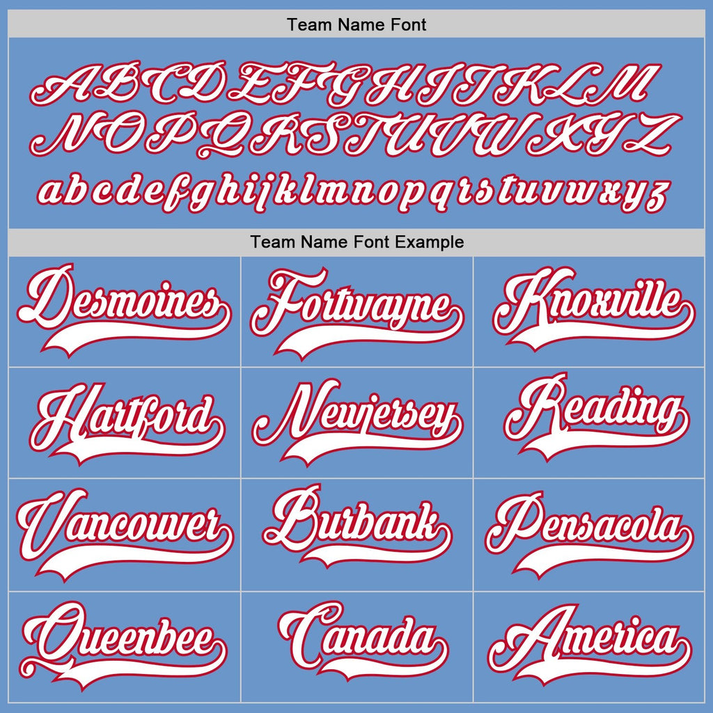 Custom Light Blue White-Red Hockey Jersey photo 5