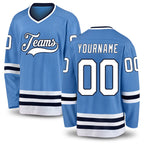 Custom Light Blue White-Navy Hockey Jersey