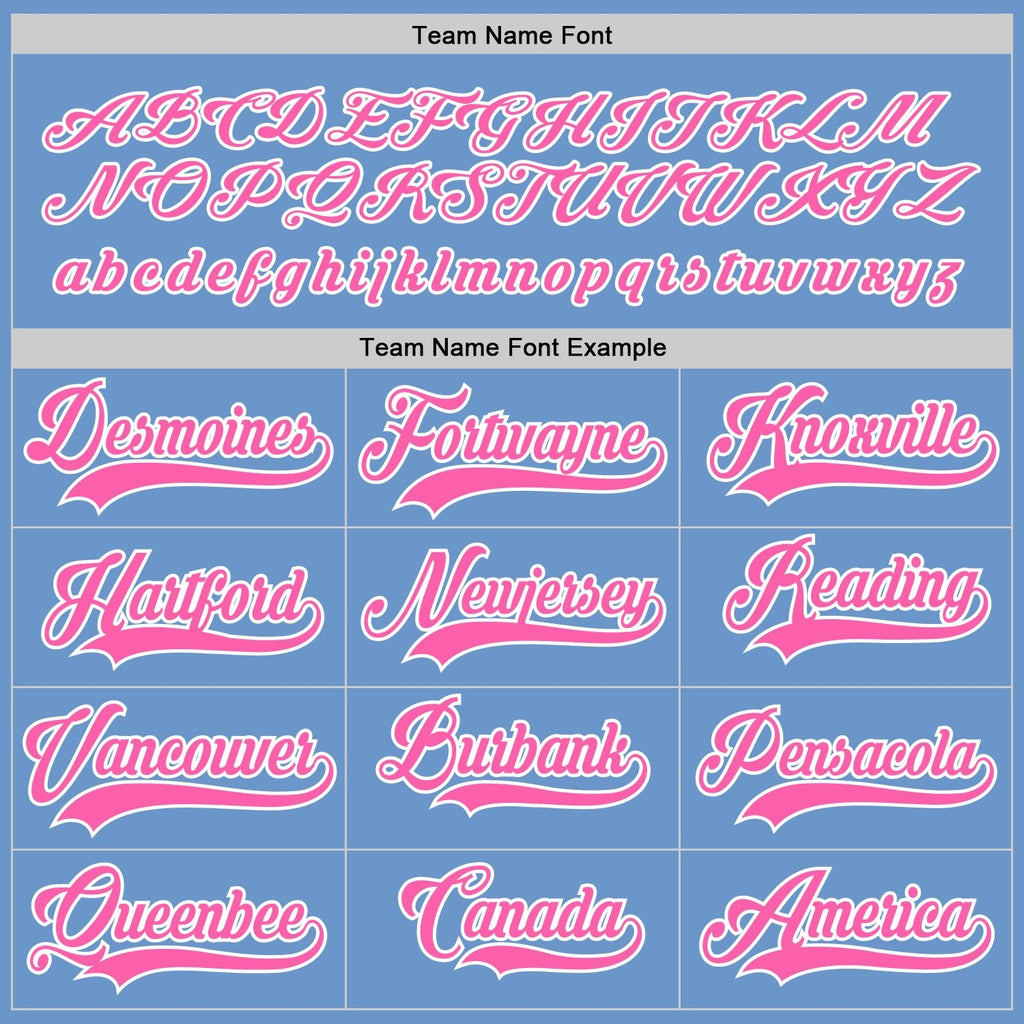 Custom Light Blue Pink-White Hockey Jersey photo 3