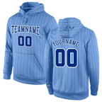 Custom Stitched Light Blue White Pinstripe Royal-White Sports Pullover Sweatshirt Hoodie
