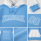 Custom Stitched Light Blue Light Blue-White Sports Pullover Sweatshirt Hoodie detail