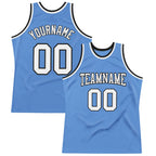 Custom Light Blue White-Black Authentic Throwback Basketball Jersey photo 1