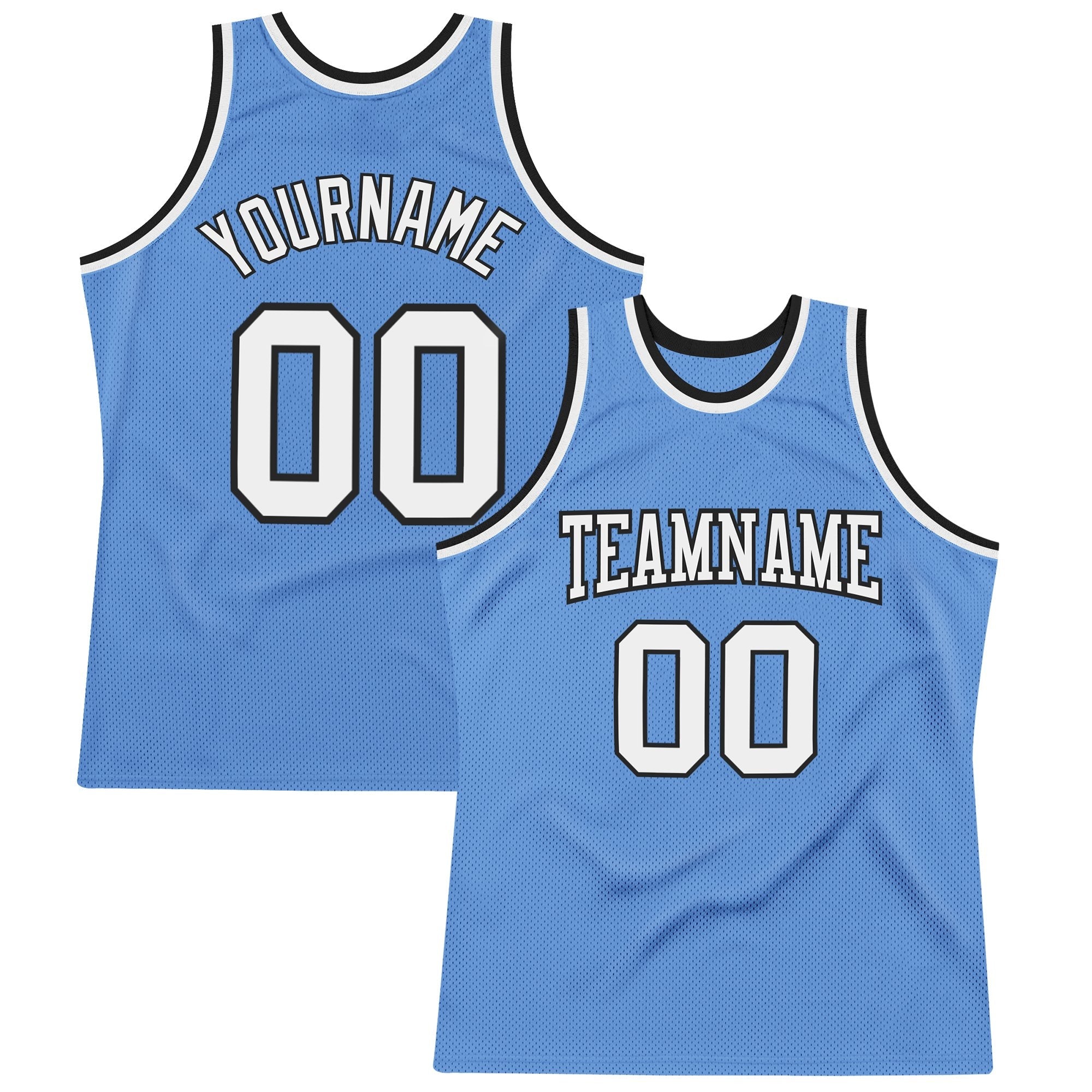 Custom Light Blue White-Black Authentic Throwback Basketball Jersey photo 1
